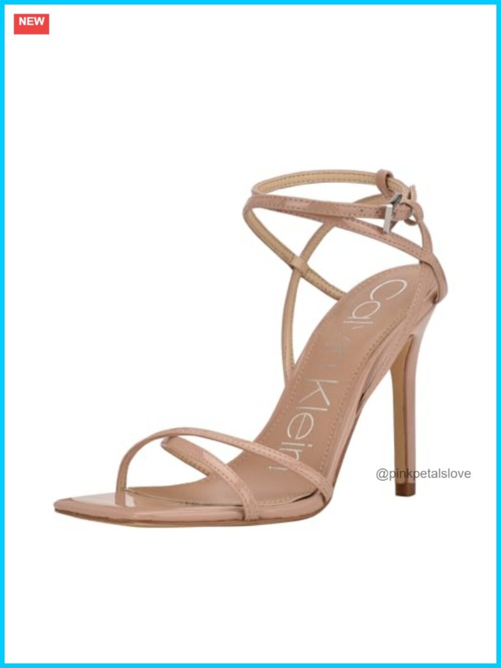 Calvin Klein Tegin Heeled Sandal Square Toe Stiletto Ankle Buckle Dress